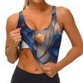 thumbnail image 1 of Goofa Elegant Blue Gold Blooms Printed Sports Bras for Women, High Impact Running Bra Workout Crop Tank Tops Longline Sports Bra Push up-Medium, 1 of 9