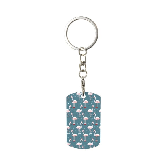 Goofa Elegant Flamingo Printed Rectangular Metal Keychain Bag Charm Floral Charm for Purse Keys Metal Keyring Gift for Women Accessories