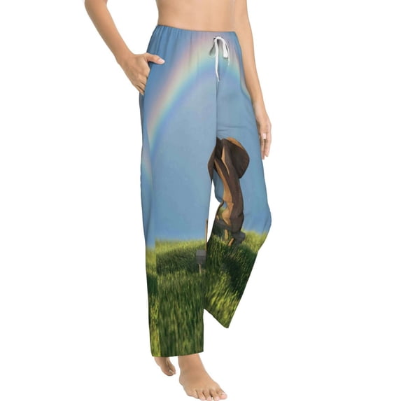 Goofa Elephant Dog Printed Soft Pajama Pants for Women, Wide Leg Comfy Casual Lounge Yoga Pants-X-Large