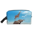 thumbnail image 1 of Goofa Elephant Giraffe Printed Toiletry Bag with Handle,Large Capacity Travel Makeup Cosmetic Bag for Women, Carry on Airport Airline Compliant Bag, 1 of 9