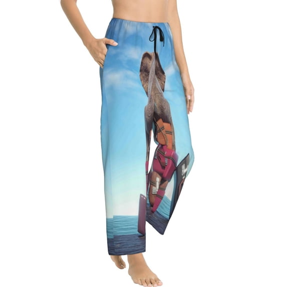 Goofa Elephant Sits Printed Soft Pajama Pants for Women, Wide Leg Comfy Casual Lounge Yoga Pants-X-Large