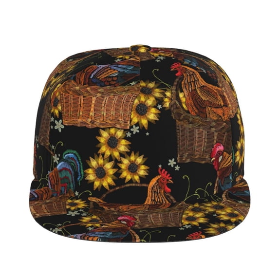 Goofa Embroidery Chicken Rooster Printed Men's Baseball Cap,Straight Brim Hat,Golf Dad Hat,Versatile Style,Sun Protection Cap,Travel Hat