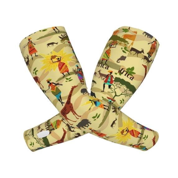Goofa Ethnic African Pattern UV Sun Protection Arm Sleeves, UPF 50 Sports Cooling Arm Compression Sleeves for Men Women Teenager