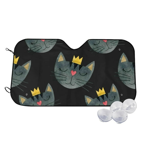 Goofa Faces Of The Cat Printed Car Windshield Sunshade,Foldable Reflective Sun Visor,UV Protection Heat Blocker Sunshade,Car Cooling Accessory-Medium