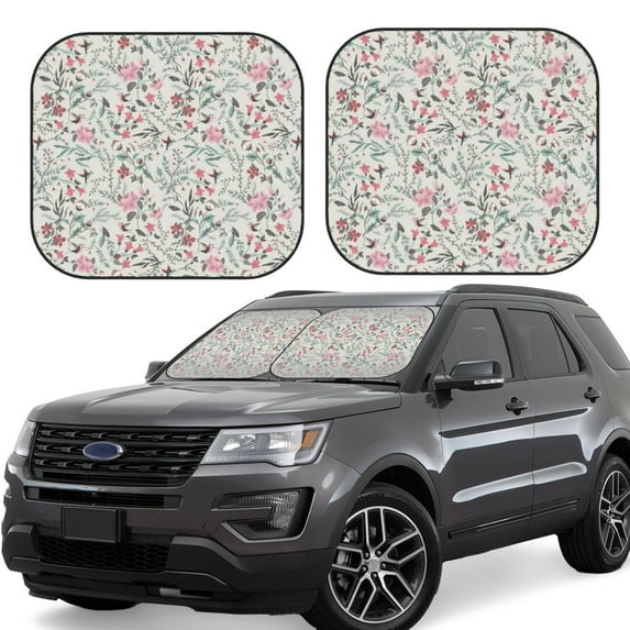 Goofa Fairy Floral Pattern 2 Piece Car Windshield Sun Shade Foldable | Front Windshield Shade for Sun, Heat and UV Rays | Sunshade for Car Front Window-Medium
