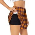thumbnail image 1 of Goofa Fall Buffalo Plaid Printed Women 2 in 1 Running Shorts,Quick Dry Athletic Workout Shorts,High Waisted Athletic Shorts with Liner Pockets-Medium, 1 of 9
