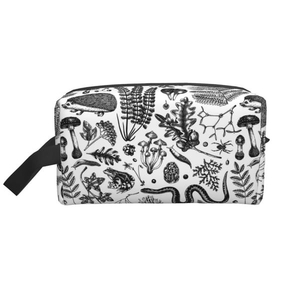 Goofa Fall Forest Printed Toiletry Bag with Handle,Large Capacity Travel Makeup Cosmetic Bag for Women, Carry on Airport Airline Compliant Bag