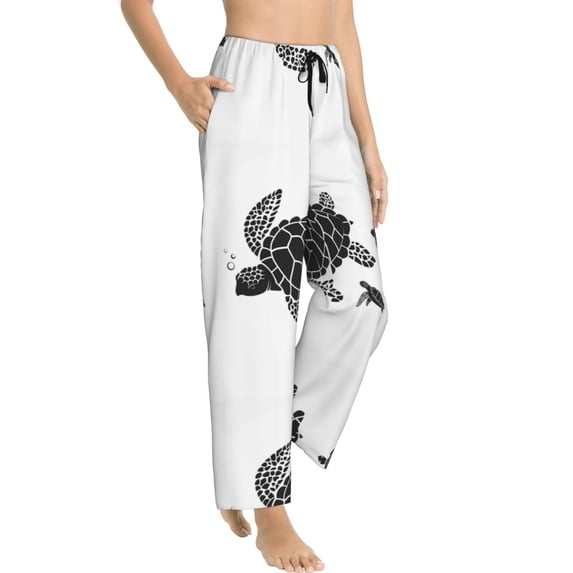 Goofa Family Of Sea Turtles Printed Soft Pajama Pants for Women, Wide Leg Comfy Casual Lounge Yoga Pants-Medium