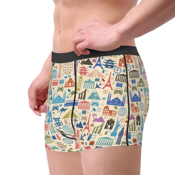 Goofa Famous Places Printed Men's Boxer Briefs Underwear, Moisture-Wicking Underwear, Trunk,Soft and Breathable Cotton Underwear-