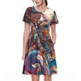 thumbnail image 1 of Goofa Fantasy Colorful Beast Pattern Women Summer Short Sleeve Midi Dress with Pockets Casual Aline Flowy Tshirt Dress Vocation Beach Sundress, 1 of 6