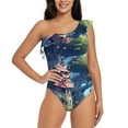 thumbnail image 1 of Goofa Fantasy Treehouse Planet Scene Pattern Women's One Piece Swimsuits Tummy Control Bathing Suits Asymmetric One Shoulder Swimwear-Medium, 1 of 6
