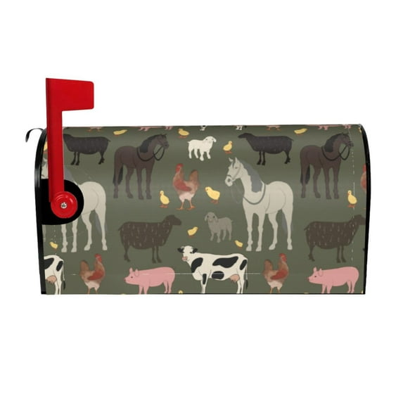 Goofa Farm Animals Pattern Mailbox Cover, Mailbox Decoration with Magnetic Strips for Standard and Large Mailboxes, Easy Installation, Durable and UV-Resistant-25.5x21 in