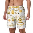 thumbnail image 1 of Goofa Farm Bee Cute Honey Printed Men's Swim Trunks Board Shorts Quick Dry Mens Swimming Trunks with Compression Liner,Breathable Fit Hawaii Beach Shorts-Small, 1 of 9