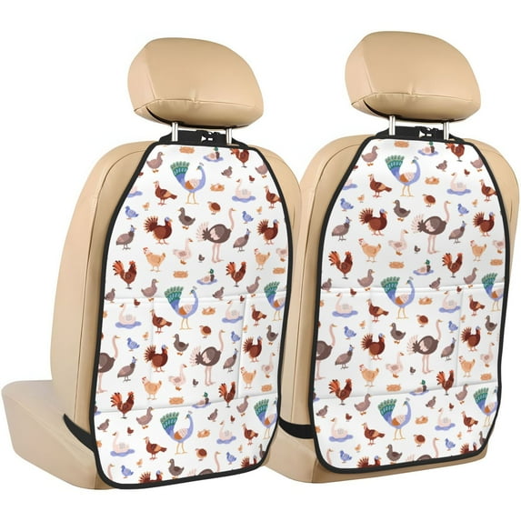 Goofa Farm Birds Goose Pattern Car Back Seat Protector for Kids (2 Pack) ,Anti-kick Storage Mat for Car Seats,Shields from Footprints