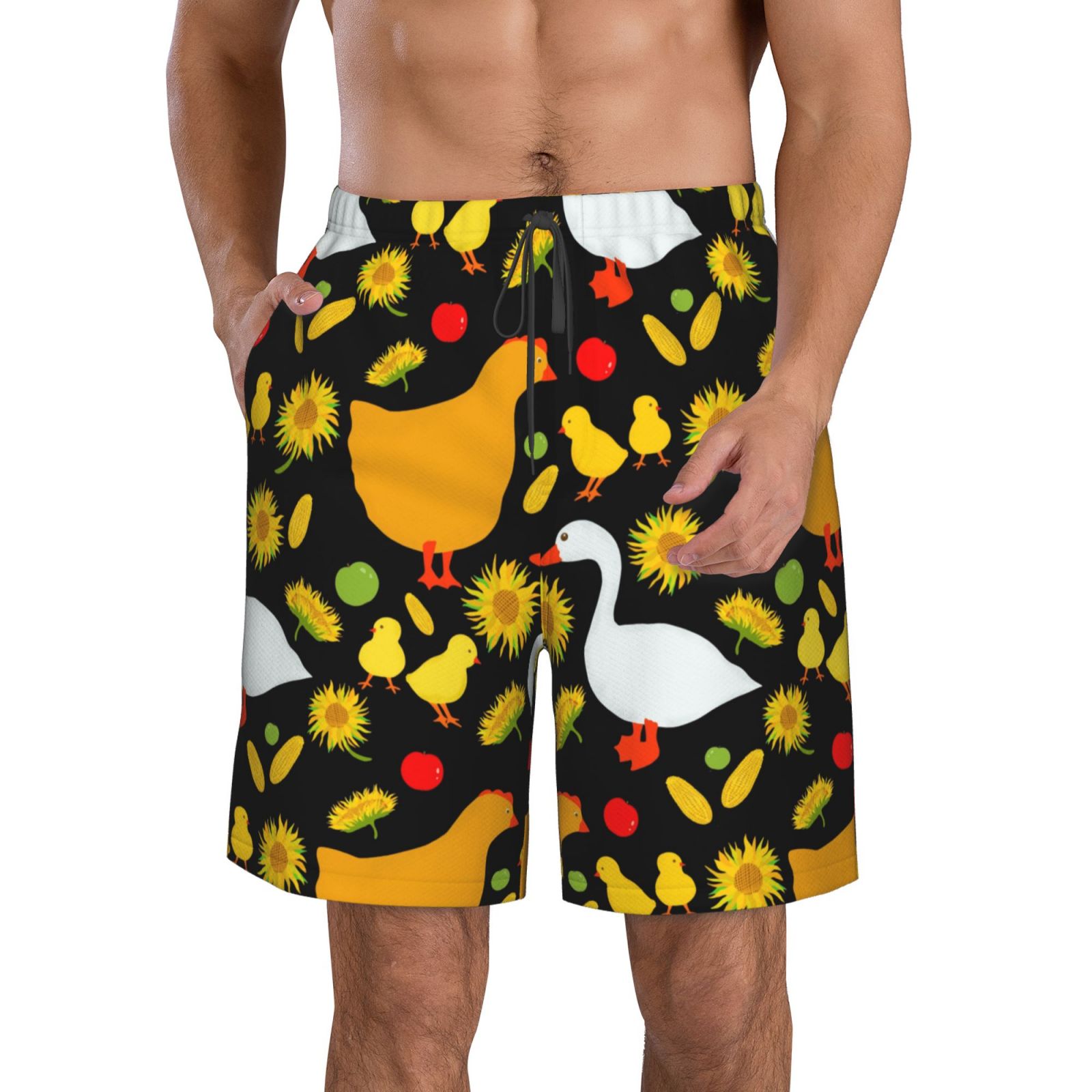 Goofa Farm Goose Printed Mens Swim Trunks Summer Quick Dry Short Beach ...