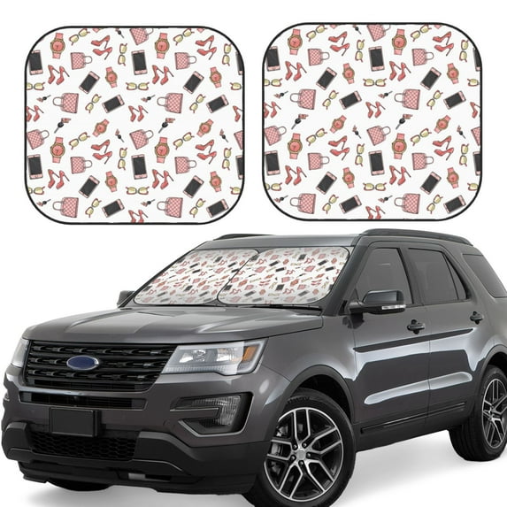 Goofa Fashion Pattern 2 Piece Car Windshield Sun Shade Foldable | Front Windshield Shade for Sun, Heat and UV Rays | Sunshade for Car Front Window-