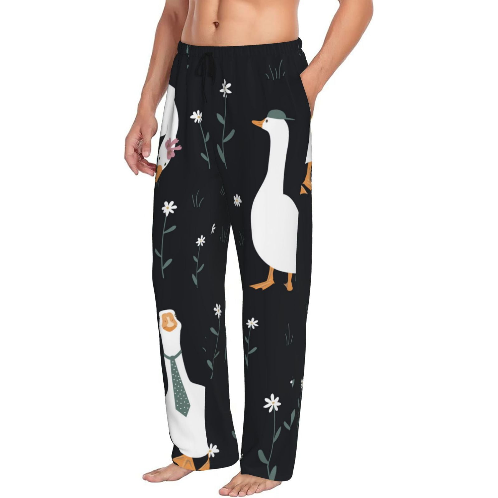Goofa Fashionable Goose Printed Soft Pajama Pants for Men, Wide Leg ...