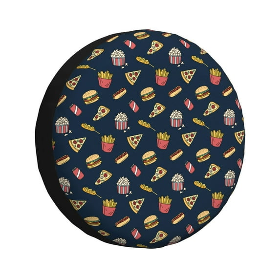 Goofa Fastfood Pattern Universal Tire Cover for Jeep, SUV, Truck, and Trailer – Waterproof, UV-Resistant,Easy to Install, Fits 14"-17" Tires-16 inch