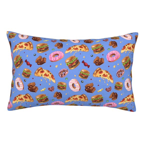 Goofa Fastfoods Print Plush Throw Pillow Case, Soft Velvet with Hidden Zipper, Decorative Cushion Cover for Sofa, Bed, Car, and Home Décor-16"x24"