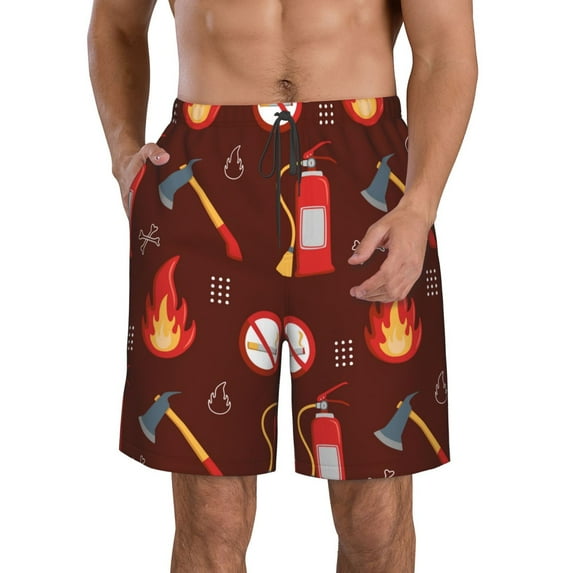 Goofa Fire Extinguisher Printed Mens Swim Trunks Summer Quick Dry Short Beach Swimwear Bathing Suits-XX-Large