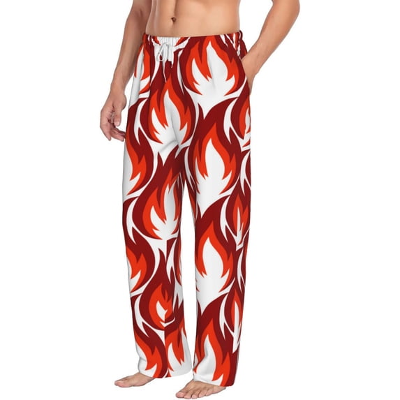Goofa Fire Symbols Printed Soft Pajama Pants for Men, Wide Leg Comfy Casual Lounge Yoga Pants-Large