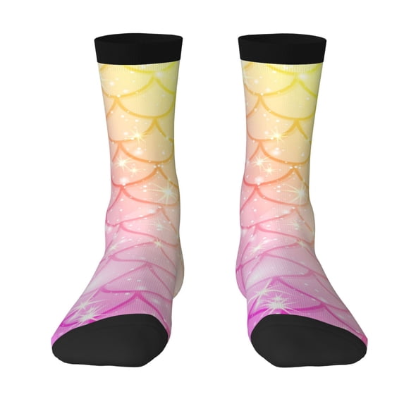Goofa Fish Scale Printed Men's Crew Socks, Soft Durable Breathable Moisture-Wicking with Odor Control Cotton socks