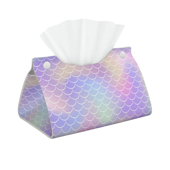 Goofa Fish Scale1 Pattern Triangle Square Tissue Box Cover, Modern PVC Leathe Facial Paper Holder,Decorative Holder/Organizer for Bathroom Vanity Countertop