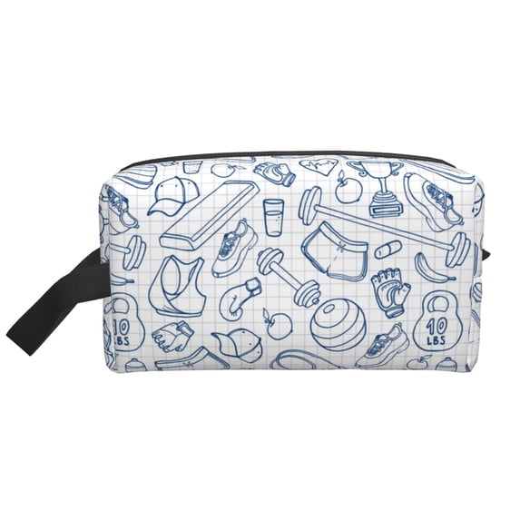 Goofa Fitness Guru Printed Toiletry Bag with Handle,Large Capacity Travel Makeup Cosmetic Bag for Women, Carry on Airport Airline Compliant Bag
