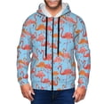 thumbnail image 1 of Goofa Flamingo Pattern Mens Full-zip Hoodie, Zip-up Pullover Hooded Sweatshirt, Kangaroo Pocket Hoodie Ideal for Daily Wear, Travel, and Home-Large, 1 of 5