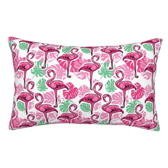 Goofa Flamingo Print Plush Throw Pillow Case, Soft Velvet with Hidden Zipper, Decorative Cushion Cover for Sofa, Bed, Car, and Home Décor-16"x24"