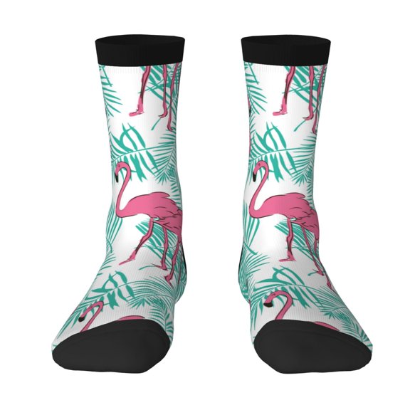 Goofa Flamingo Printed Men's Crew Socks, Soft Durable Breathable Moisture-Wicking with Odor Control Cotton socks