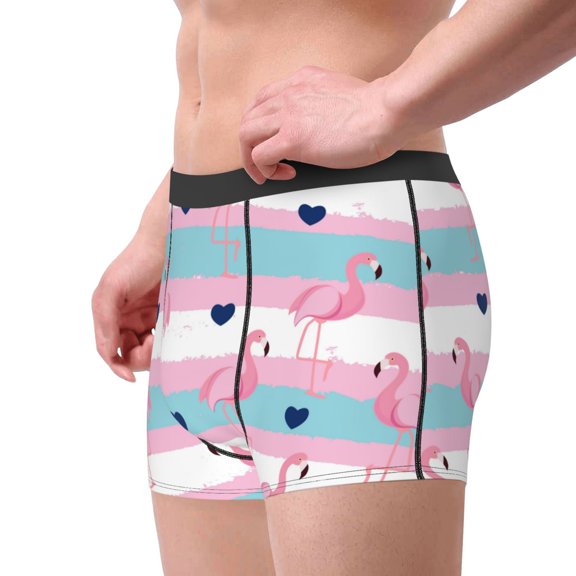 Goofa Flamingo1 Printed Men's Boxer Briefs Underwear, Moisture-Wicking Underwear, Trunk,Soft and Breathable Cotton Underwear-Large