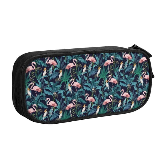 Goofa Flamingos And Birds Pattern Big Capacity Pencil Pen Case Office College Large Storage High Capacity Bag Pouch Holder Box Organizer