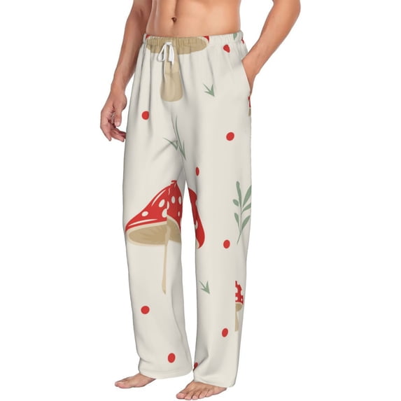 Goofa Flat Mushrooms Printed Soft Pajama Pants for Men, Wide Leg Comfy Casual Lounge Yoga Pants-XX-Large