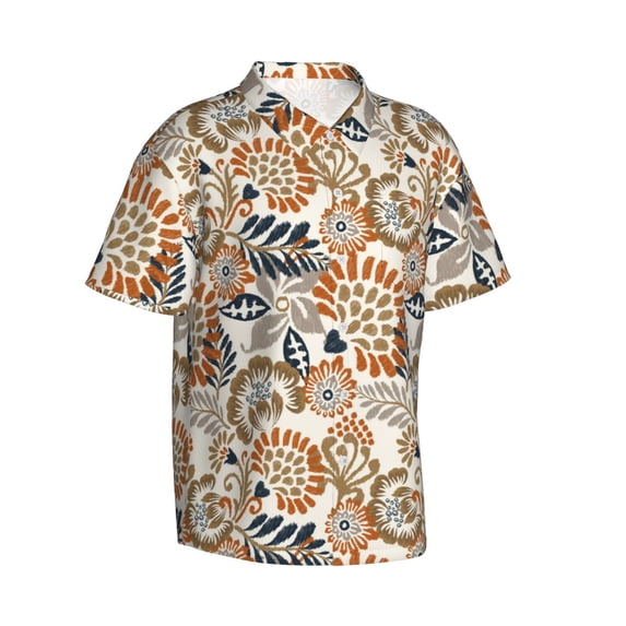 Goofa Floral Paisley Hawaiian Shirt for Men, Unisex Summer Beach Casual Short Sleeve Button Down Shirts,Aloha Tropical Floral print shirt-Large