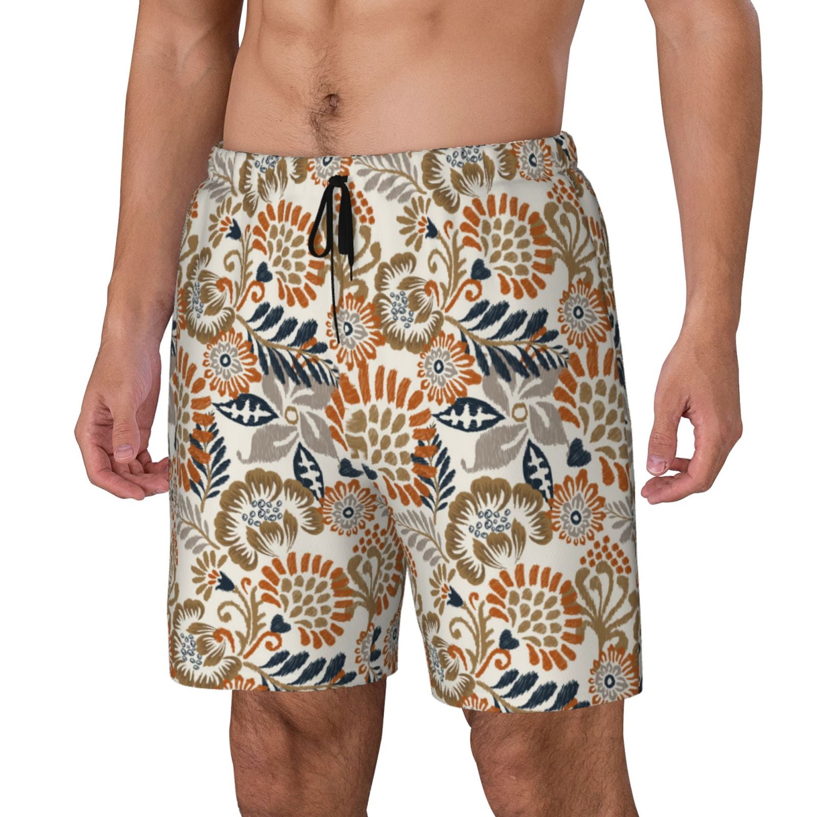 Goofa Floral Paisley Printed Men's Swim Trunks Board Shorts Quick Dry ...