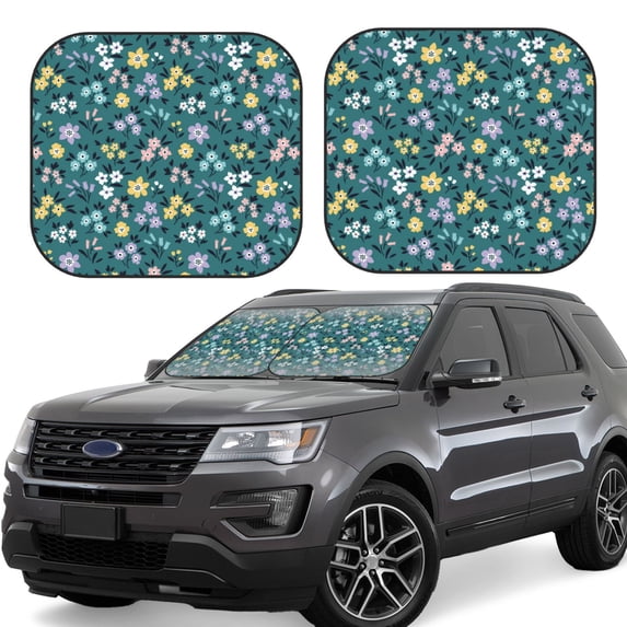 Goofa Floral Pattern 2 Piece Car Windshield Sun Shade Foldable | Front Windshield Shade for Sun, Heat and UV Rays | Sunshade for Car Front Window-Large