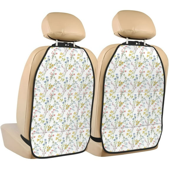 Goofa Floral Pattern Car Back Seat Protector for Kids (2 Pack) ,Anti-kick Storage Mat for Car Seats,Shields from Footprints
