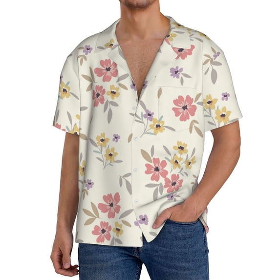 Goofa Floral Printed Men's Casual Short-sleeved Shirt,Lightweight Breathable Button-down,Summer Casual men's top,Versatile Fashion shirt-