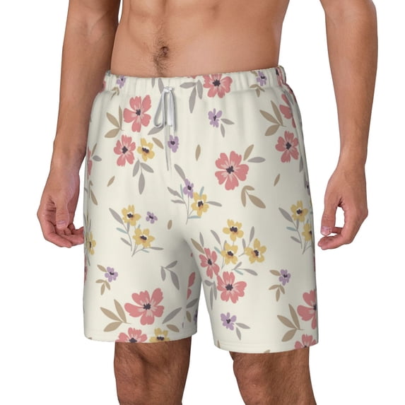 Goofa Floral Printed Men's Swim Trunks Board Shorts Quick Dry Mens Swimming Trunks with Compression Liner,Breathable Fit Hawaii Beach Shorts-Medium