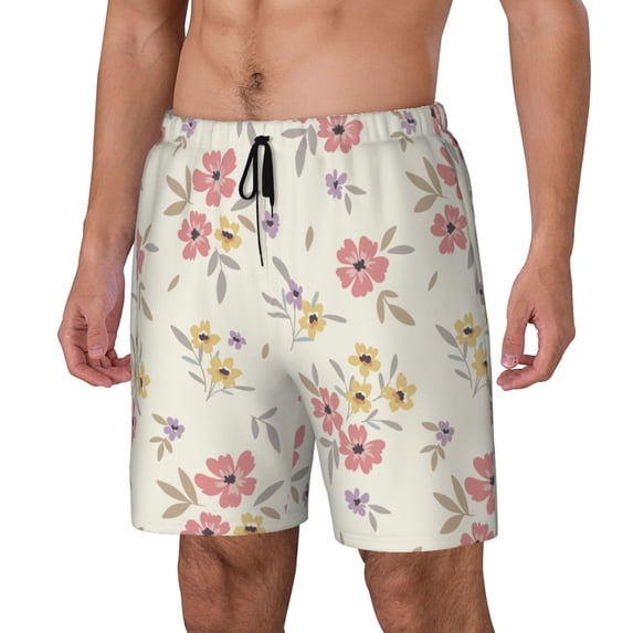 Goofa Floral Printed Men's Swim Trunks Board Shorts Quick Dry Mens Swimming Trunks with Compression Liner,Breathable Fit Hawaii Beach Shorts-XX-Large