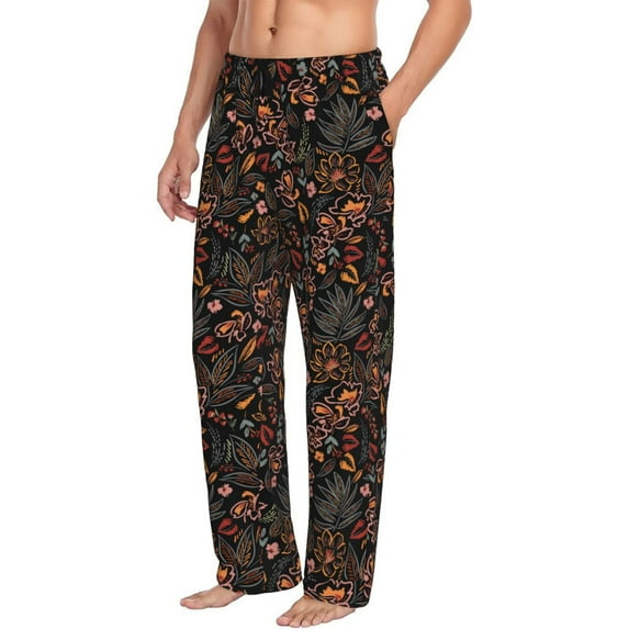 Goofa Floral Printed Soft Pajama Pants for Men, Wide Leg Comfy Casual Lounge Yoga Pants-X-Large