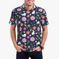 thumbnail image 1 of Goofa Floral Rabbit Print Mens Polo Shirts Quick Dry Short Sleeve Golf T Shirt Performance Moisture Wicking Casual Workout-Large, 1 of 6