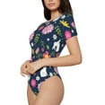 thumbnail image 1 of Goofa Floral Rabbit Printed Women Rash Guard Short Sleeve,Tummy control Swimsuit Surfing Swimsuit Bathing Suit One Piece Swimsuit UPF 50-, 1 of 9