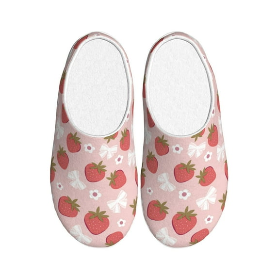 Goofa Floral Strawberr Print Womens Mens Cotton Lightweight House Slippers , Washable Home Slippers,Indoor Comfy Bedroom Cozy Slippers-39/40
