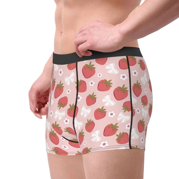 Goofa Floral Strawberr Printed Men's Boxer Briefs Underwear, Moisture-Wicking Underwear, Trunk,Soft and Breathable Cotton Underwear-Small