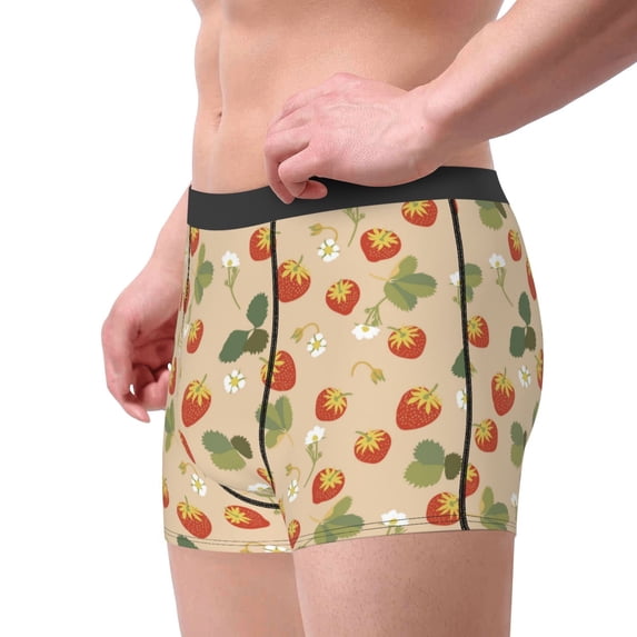 Goofa Floral Strawberr Printed Men's Boxer Briefs Underwear, Moisture-Wicking Underwear, Trunk,Soft and Breathable Cotton Underwear-XX-Large