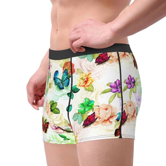 Goofa Floral Vintage Printed Men's Boxer Briefs Underwear, Moisture-Wicking Underwear, Trunk,Soft and Breathable Cotton Underwear-X-Large