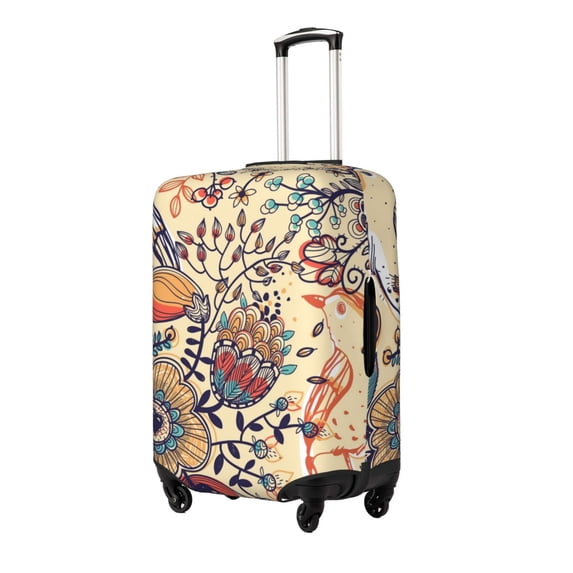 Goofa Floral With Birds And Fantasy Flowers Pattern Luggage Covers For Suitcase,Suitcase Cover Protector Fit 18-32 Inch Luggage-Small