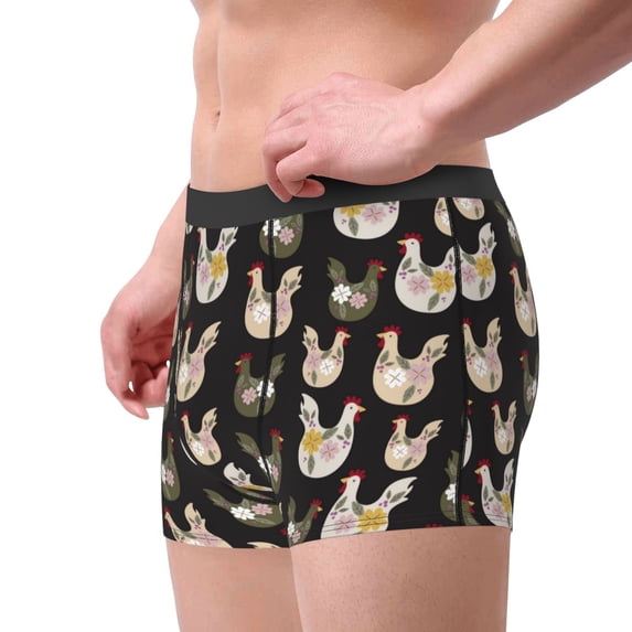 Goofa Flowe Rooster Printed Men's Boxer Briefs Underwear, Moisture-Wicking Underwear, Trunk,Soft and Breathable Cotton Underwear-X-Large